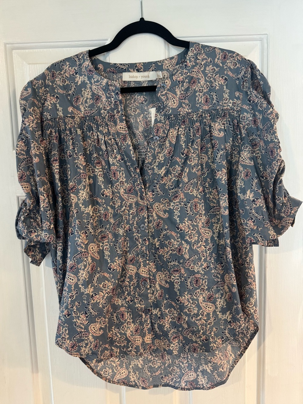 Anthropologie Blue Paisley Button-Front Blouse
